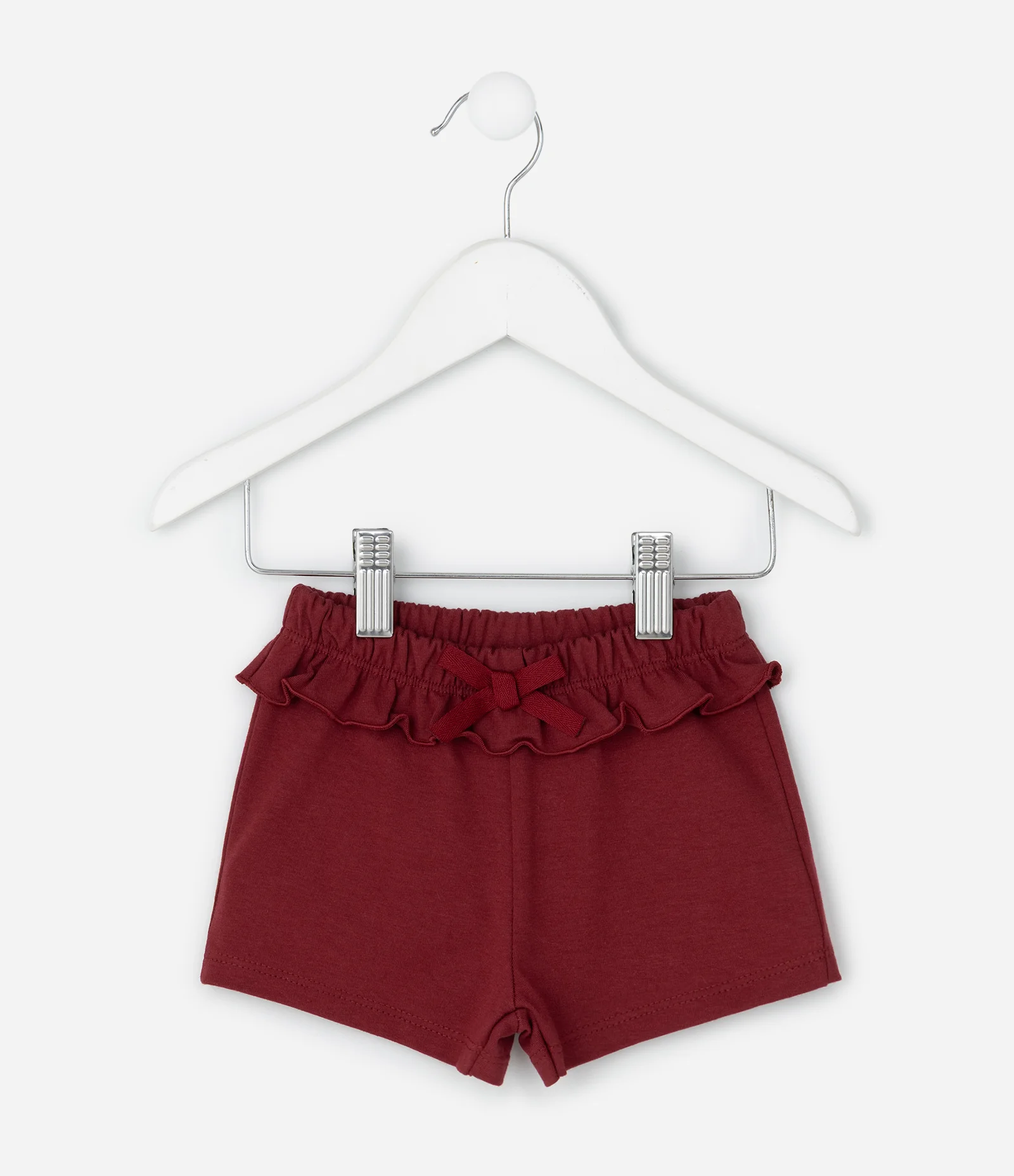 Bermuda Infantil em Algodão com Babadinho - Tam RN a 18 Meses Vinho 1