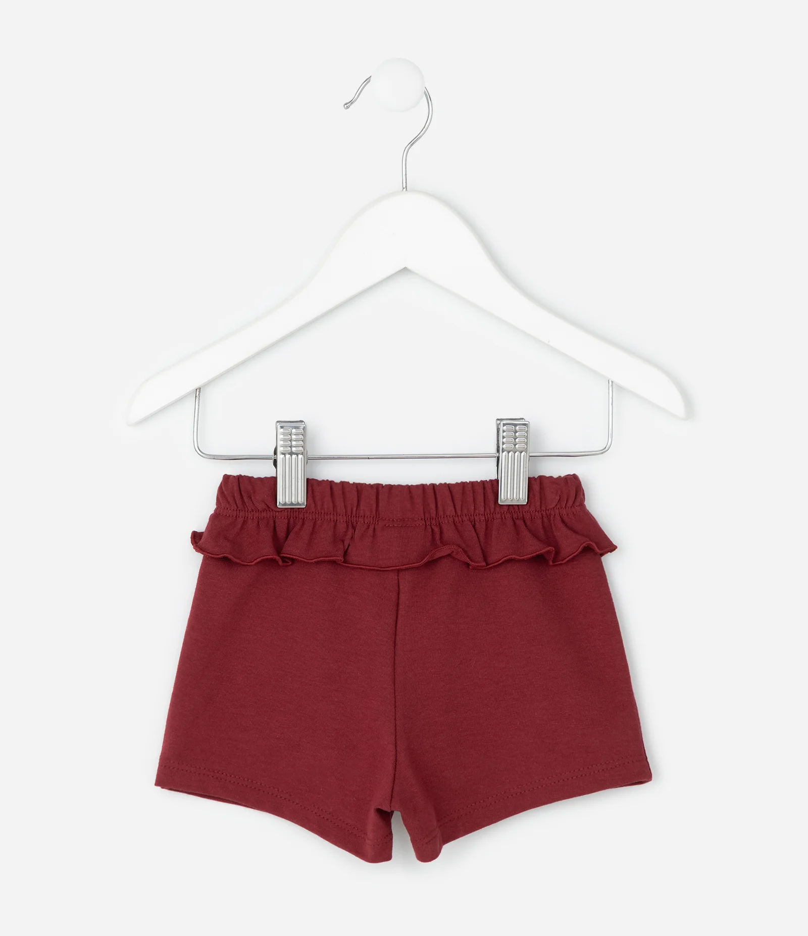 Bermuda Infantil em Algodão com Babadinho - Tam RN a 18 Meses Vinho 2