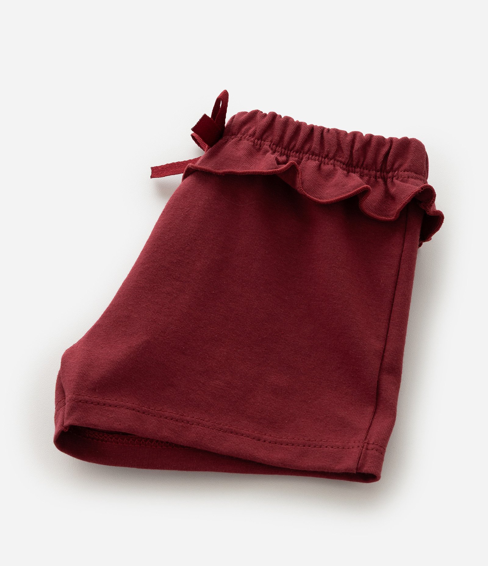 Bermuda Infantil em Algodão com Babadinho - Tam RN a 18 Meses Vinho 4