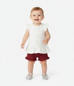 Bermuda Infantil em Algodão com Babadinho - Tam RN a 18 Meses