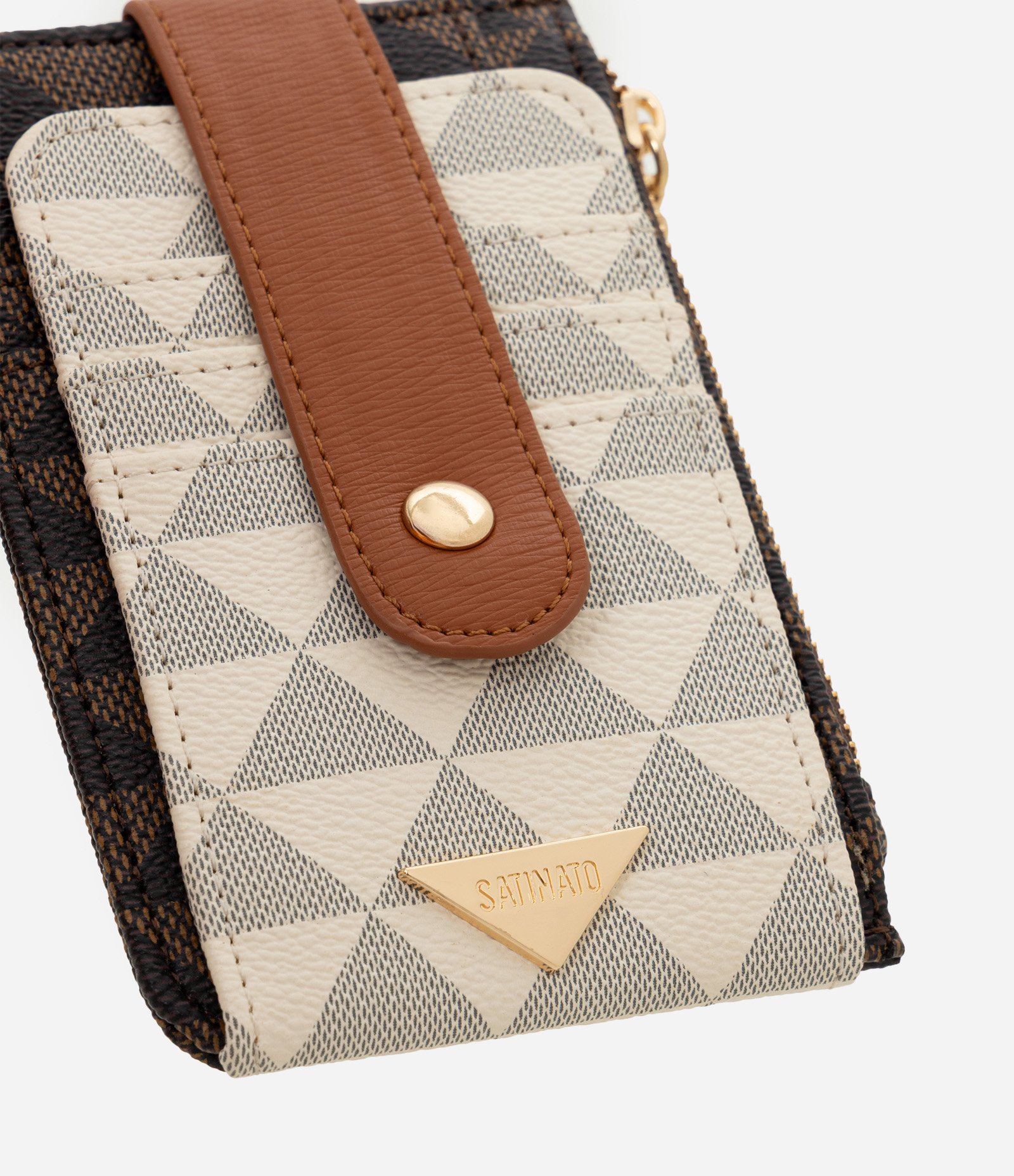 Carteira Porta Cartão Pequena em PU com Estampa Triângulos Multicores 4