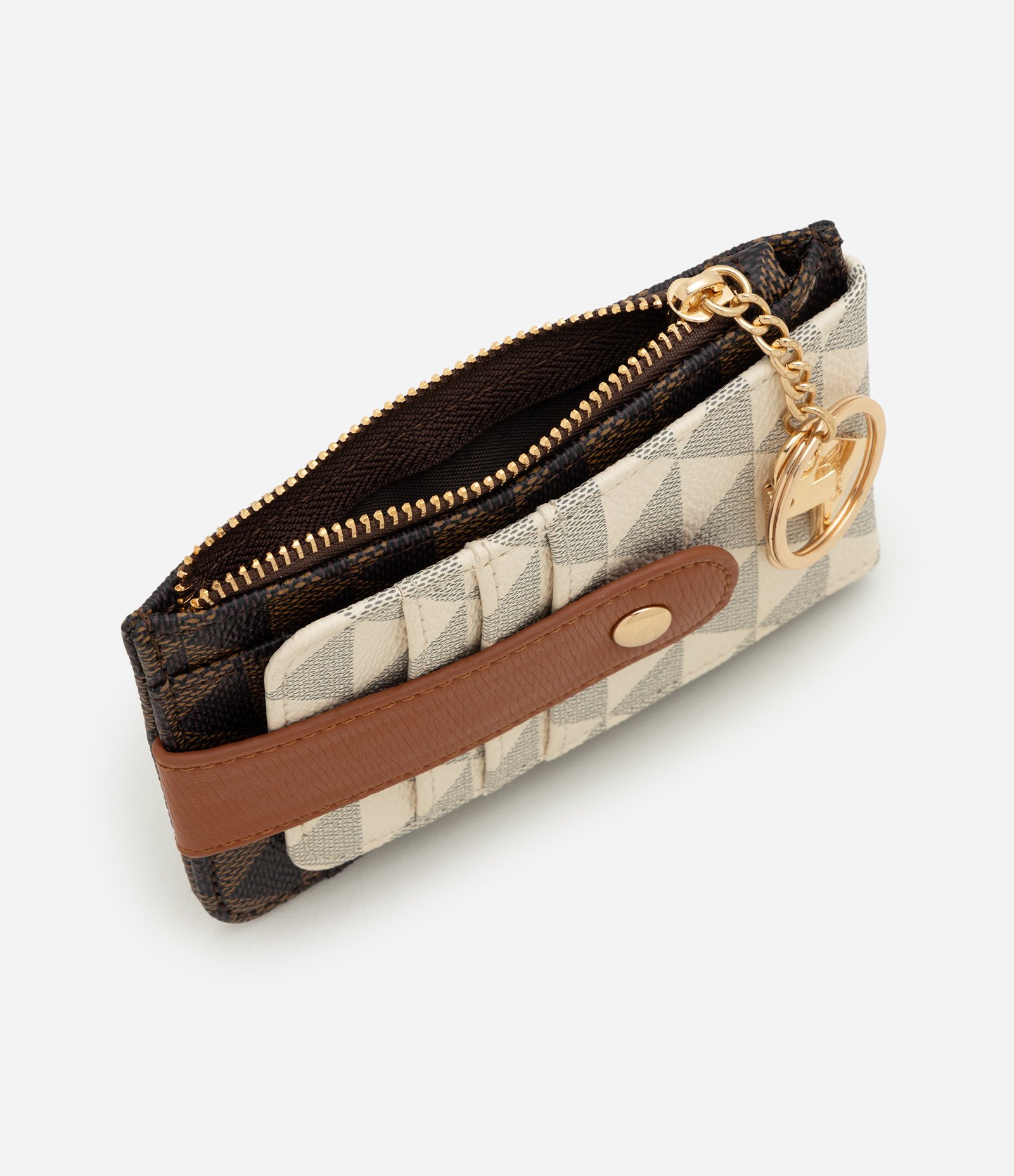 Carteira Porta Cartão Pequena em PU com Estampa Triângulos Multicores 5