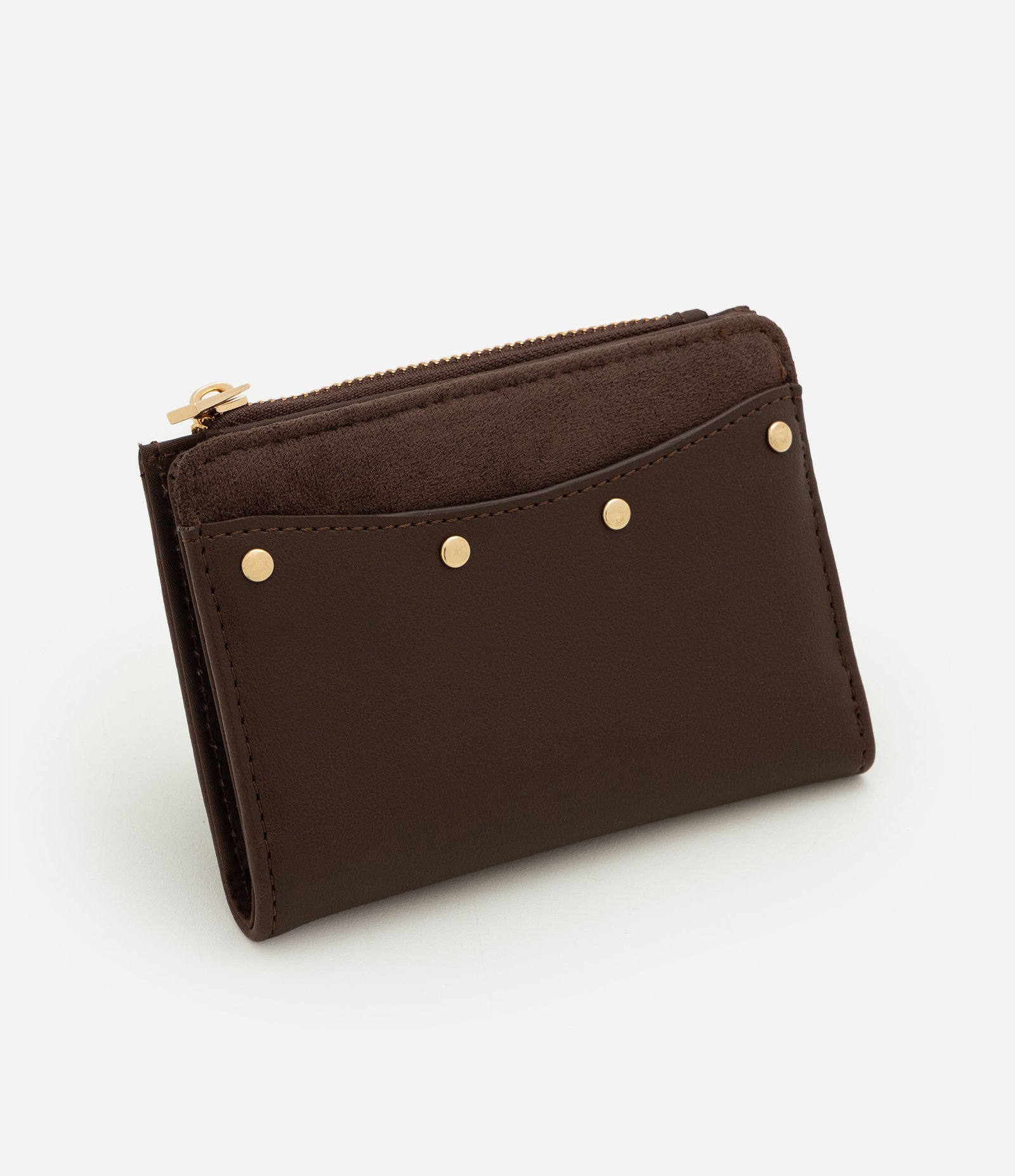 Carteira Envelope Média em PU com Aplicação de Metais Marrom 1