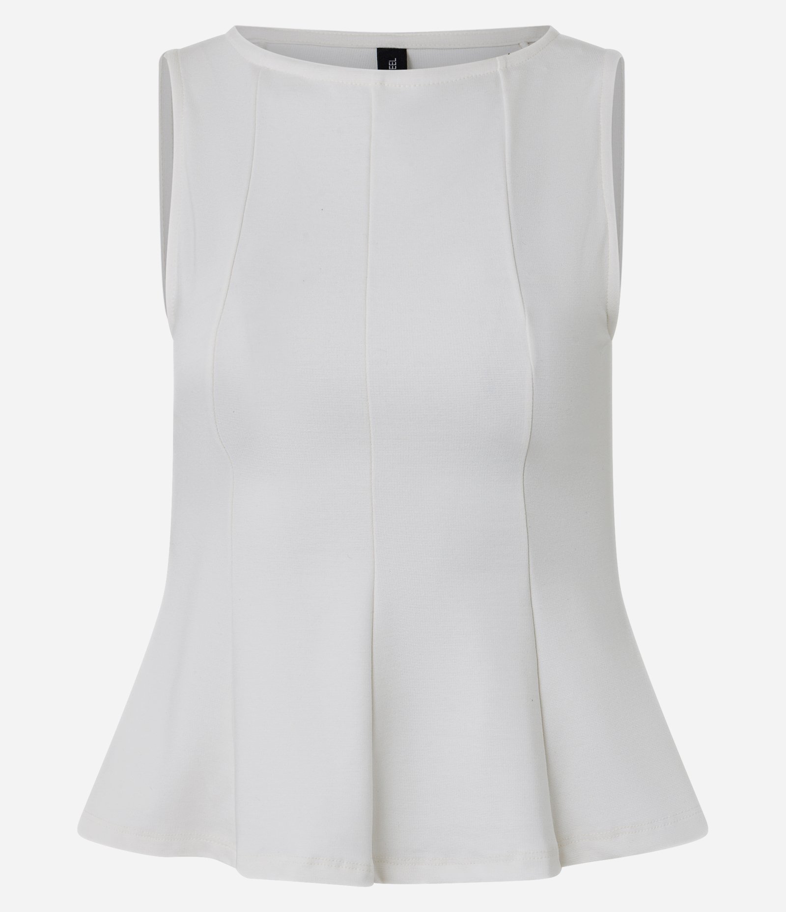 Blusa Peplum Alongada em Ponto Roma com Alça Larga Branco 5