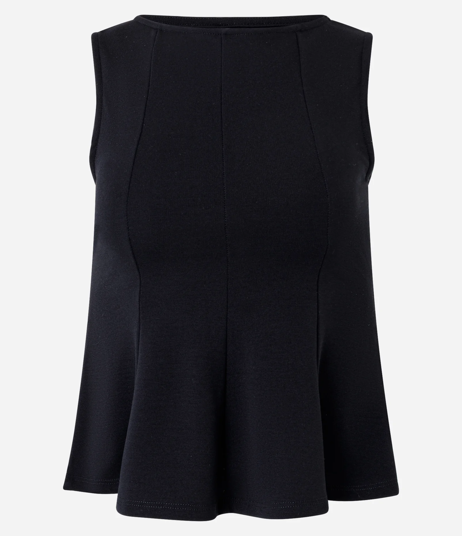 Blusa Peplum Alongada em Ponto Roma com Alça Larga Preto 4