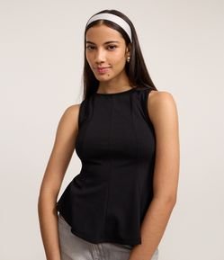 Blusa Peplum Alongada em Ponto Roma com Alça Larga