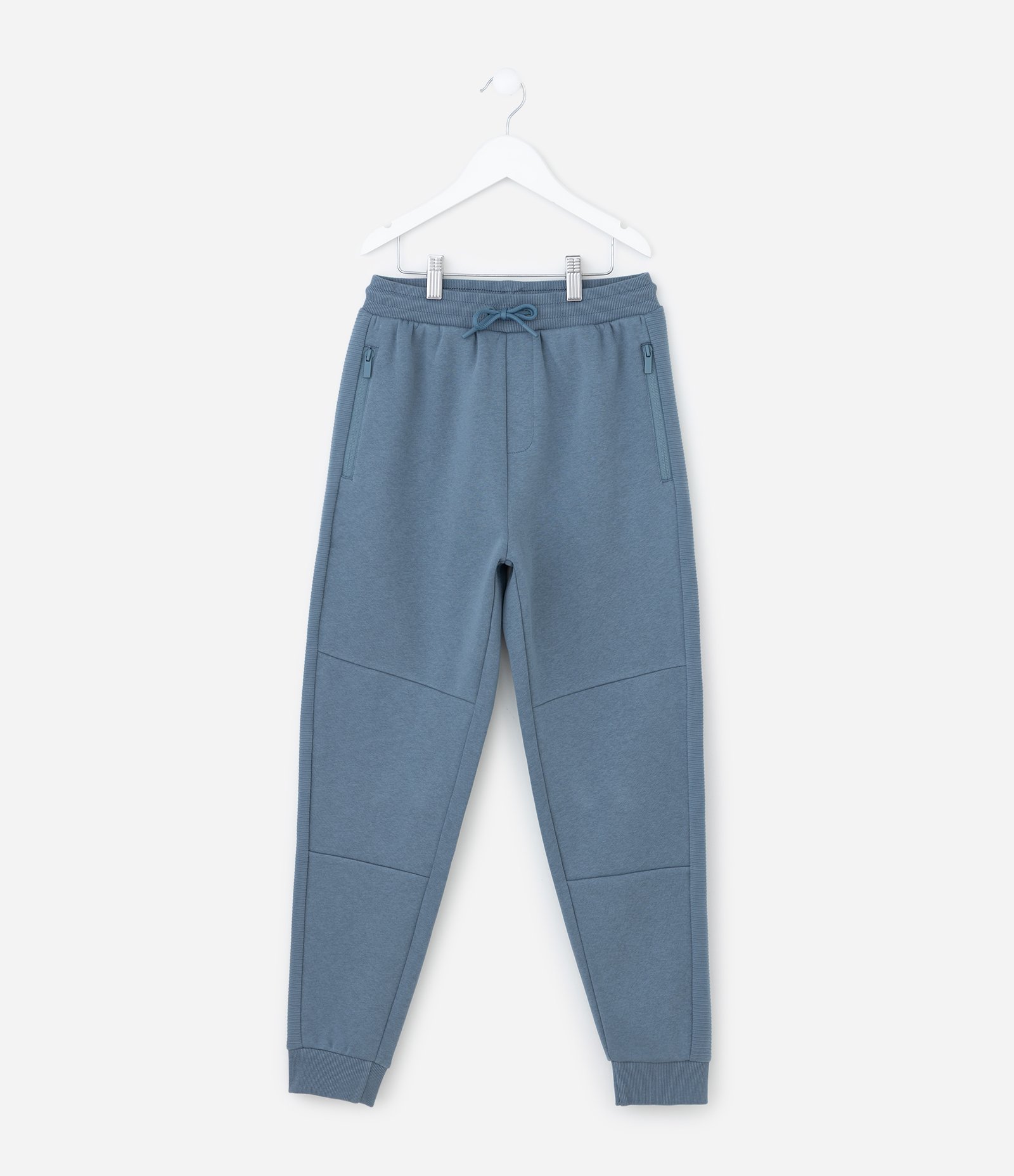 Calça Infantil em Moletom Felpado com Bolsos Zíper – Tam 5 a 14 Anos Azul Acinzentado 1