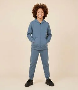 Calça Infantil em Moletom Felpado com Bolsos Zíper – Tam 5 a 14 Anos