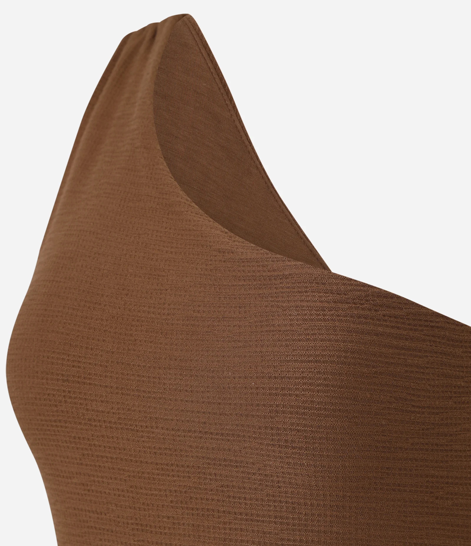 Blusa Texturizada em Anarruga Decote Ombro Só Marrom 2