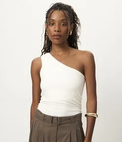 Blusa Texturizada em Anarruga e Decote Ombro Só