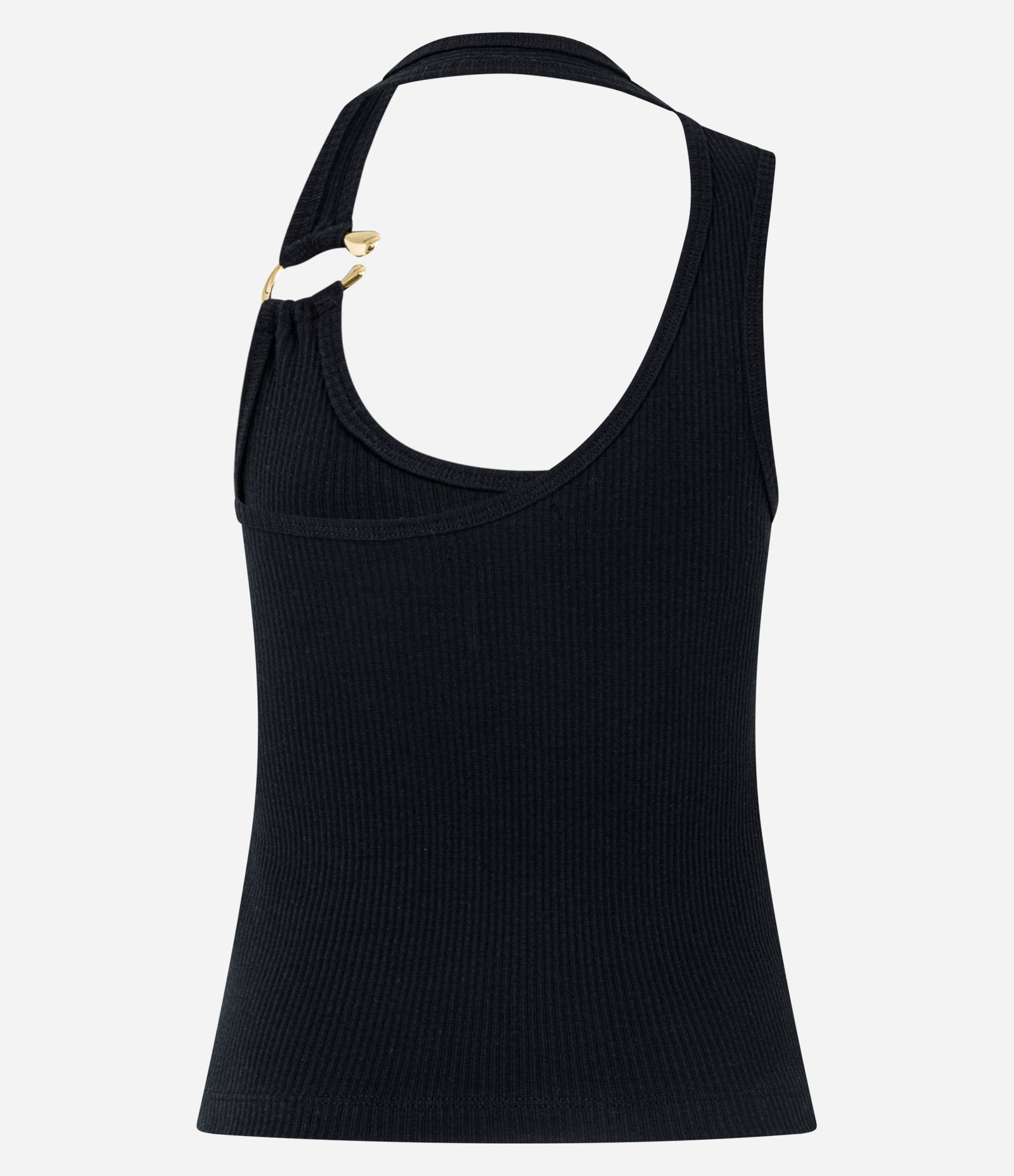 Blusa em Ribana com com Semi Argola Metalizada na Alça Preto 8