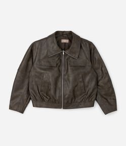 Jaqueta Bomber com Efeito Manchado Bolsos Curve e Plus Size