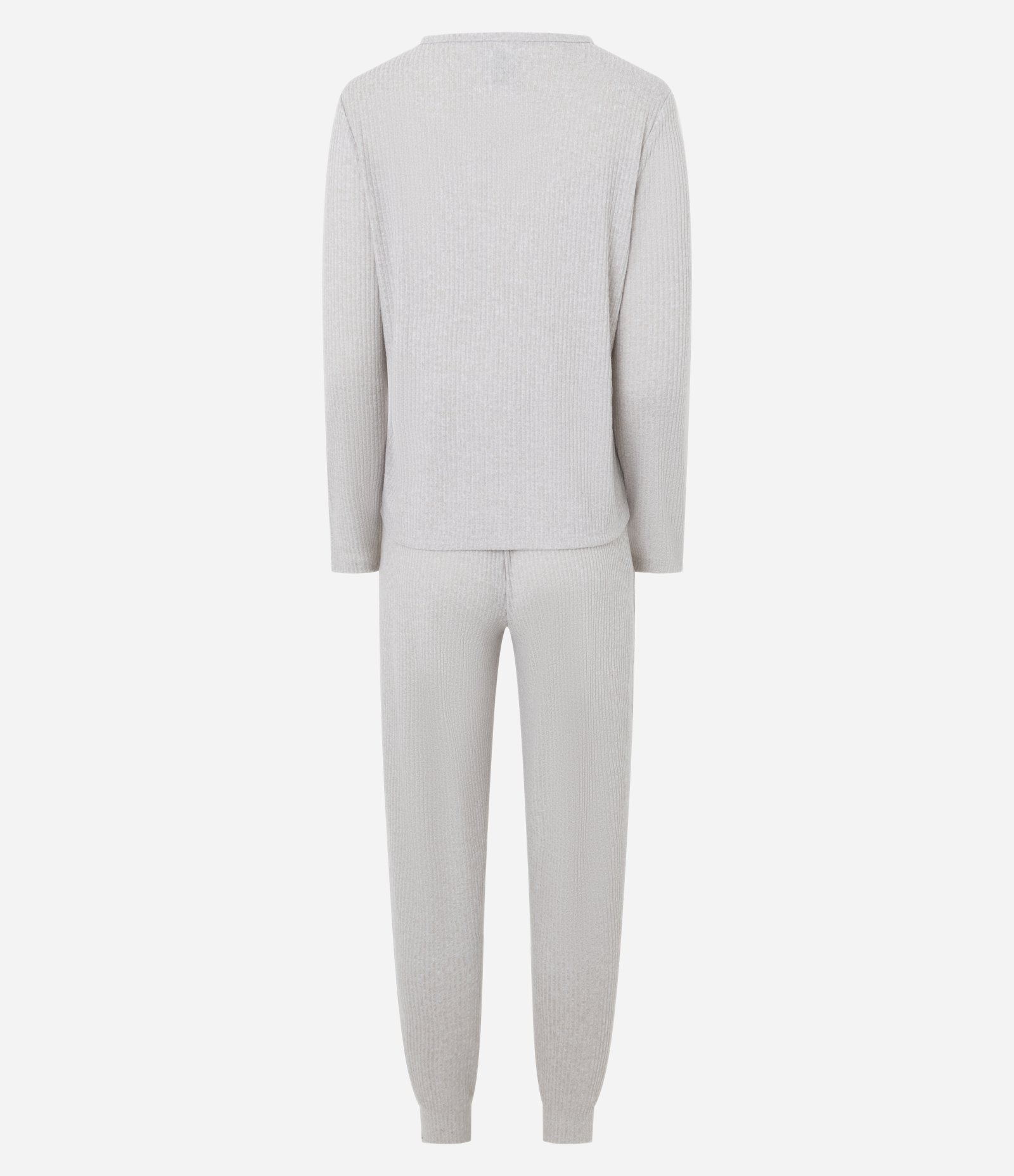 Pijama Longo Com Detalhes em Renda Cinza 4