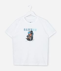 Camiseta Comfort Infantil com Estampa de Capivara Game On - Tam 5 a 14 Anos