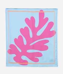 Lenço em Cetim com Estampa Fresh Coral