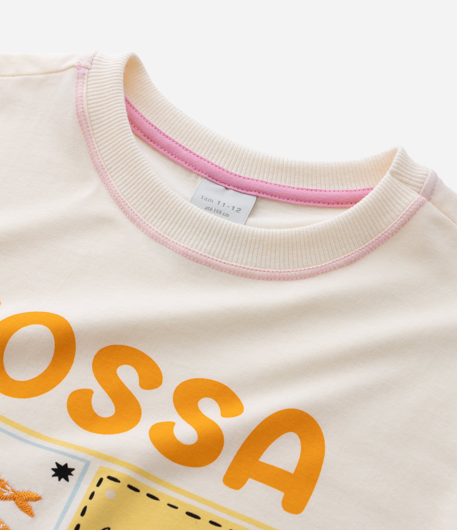 Camiseta Infantil Alongada com Estampa Ícones – Tam 5 A 14 Anos Off White 5