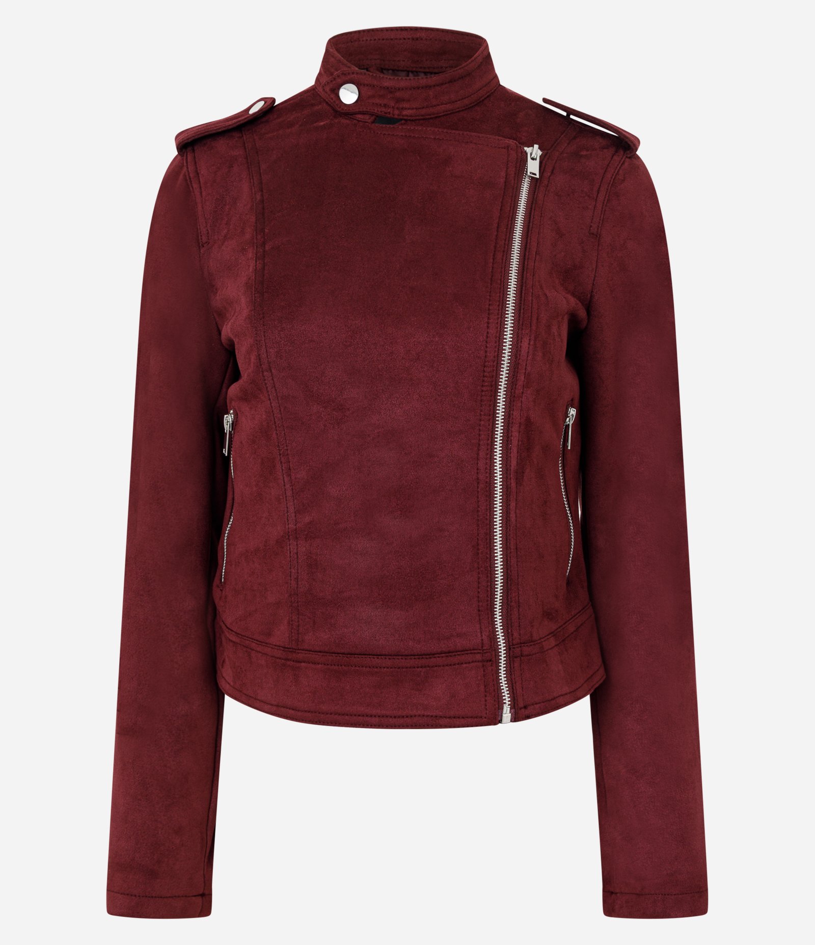 Jaqueta Biker em Suede com Zíper Vermelho 5