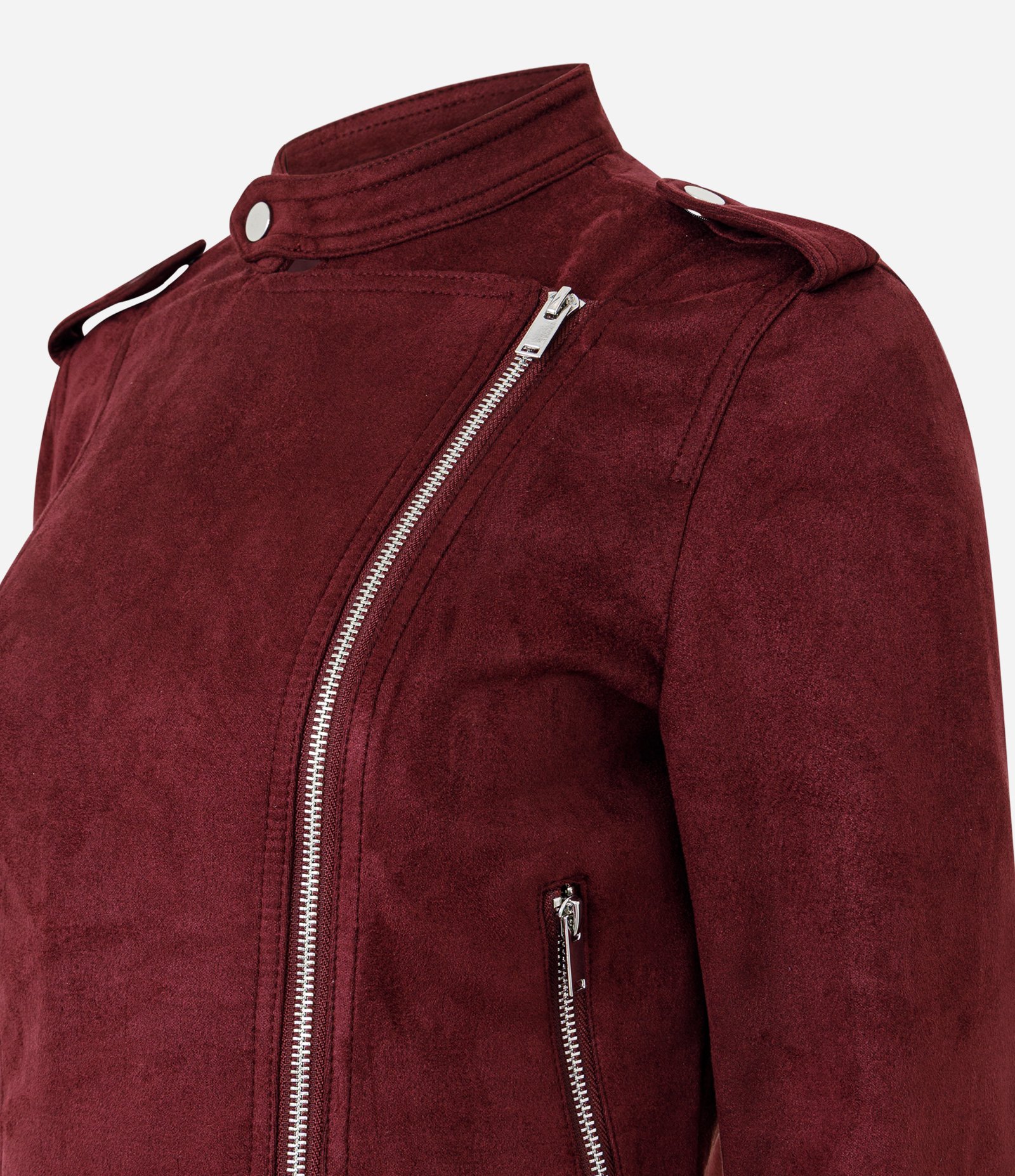 Jaqueta Biker em Suede com Zíper Vermelho 6