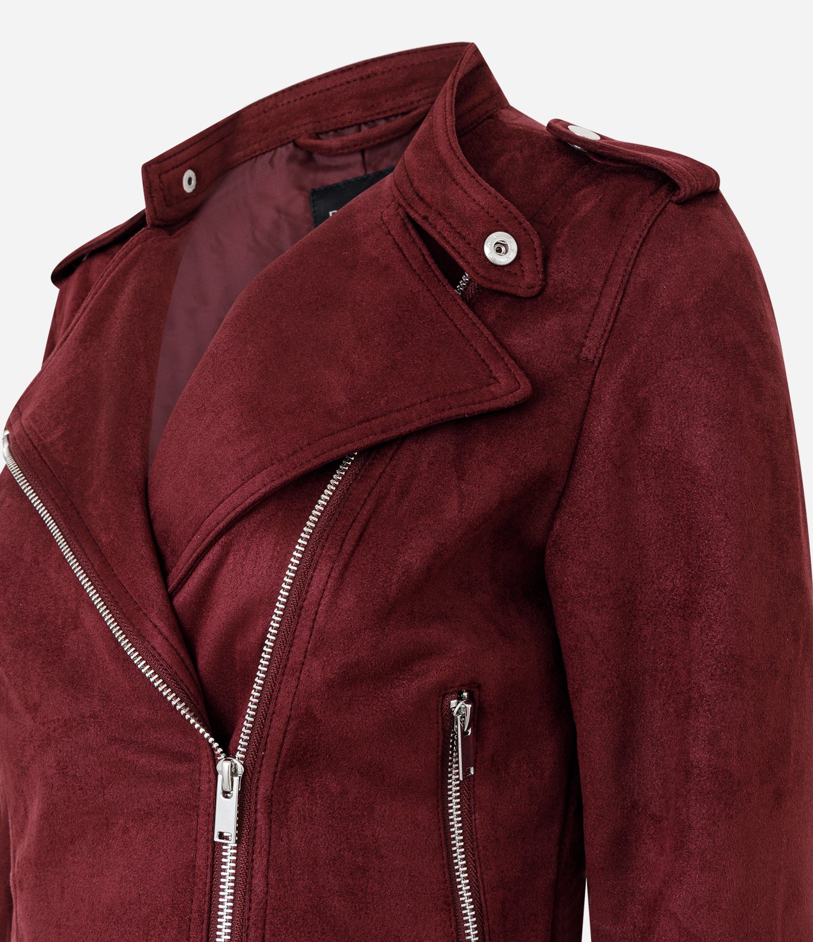 Jaqueta Biker em Suede com Zíper Vermelho 8