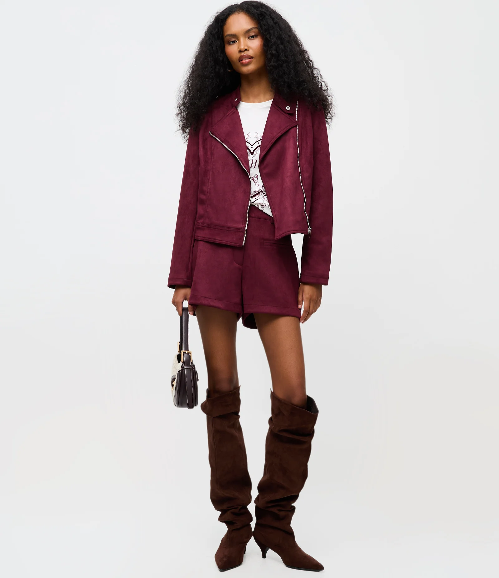 Jaqueta Biker em Suede com Zíper Vermelho 2