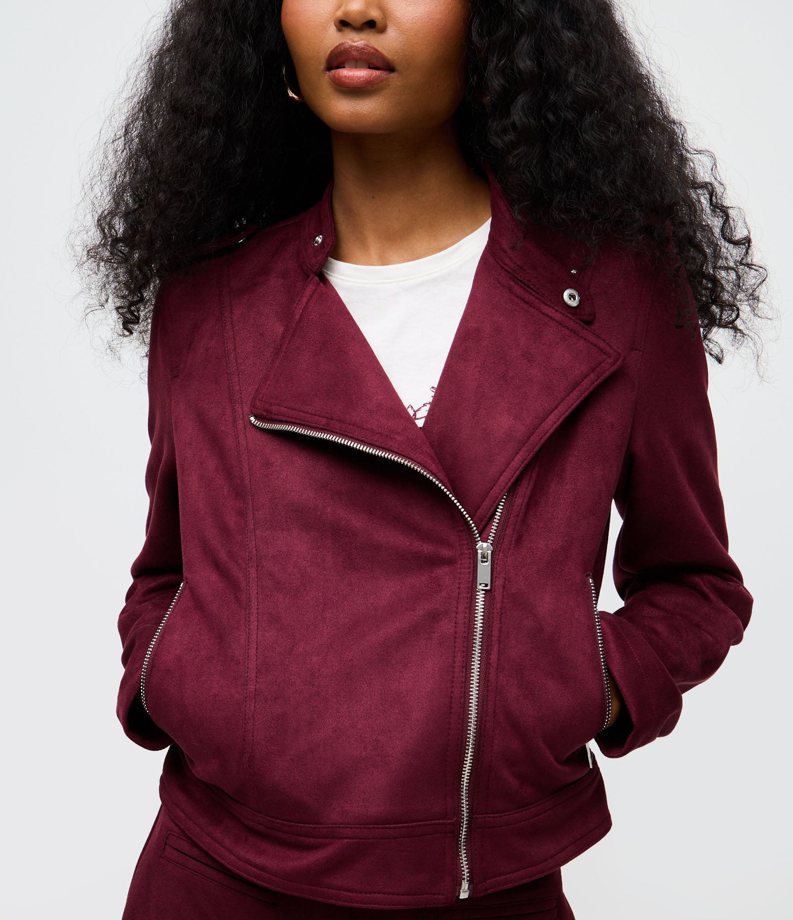 Jaqueta Biker em Suede com Zíper Vermelho 3