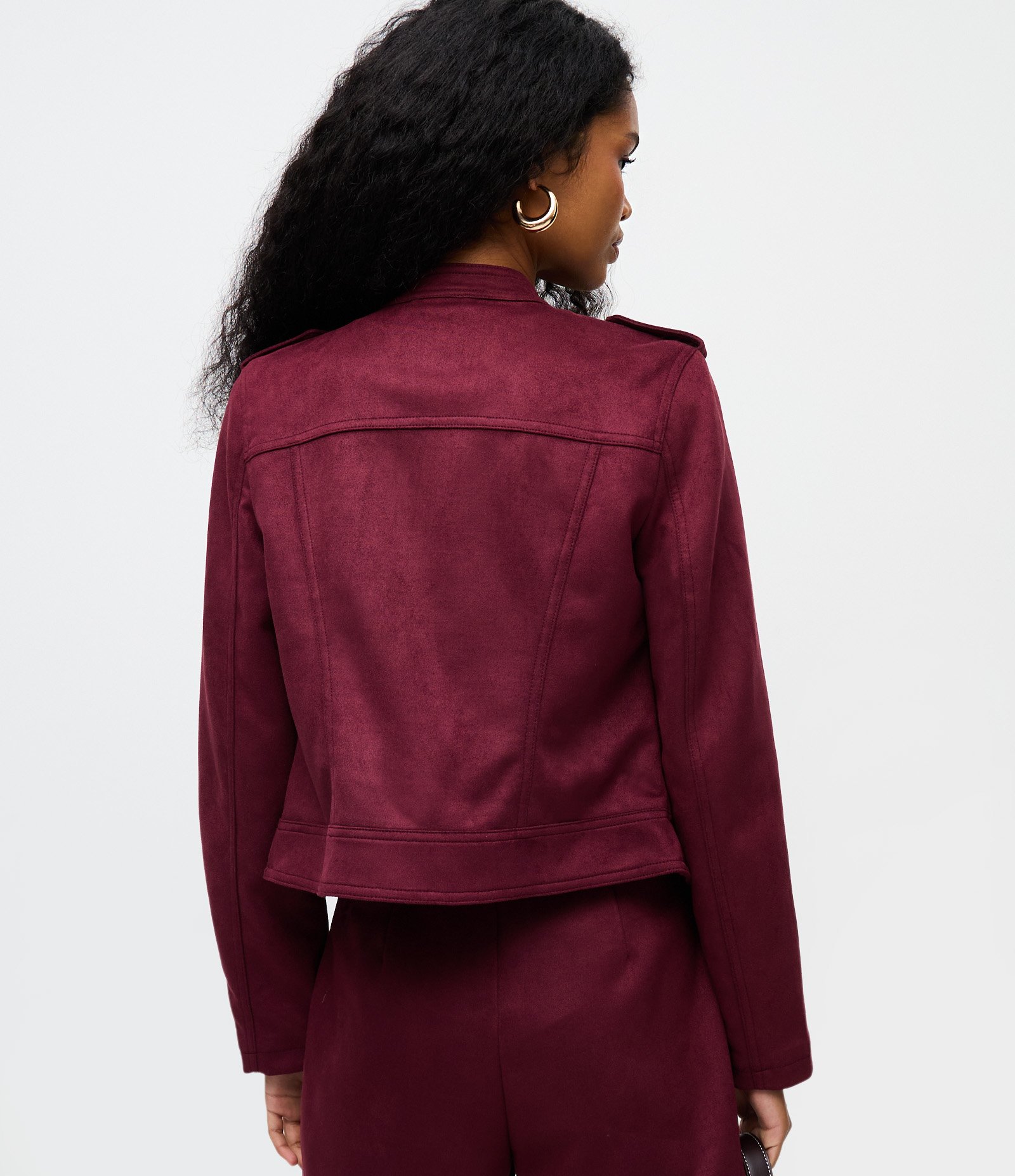 Jaqueta Biker em Suede com Zíper Vermelho 4