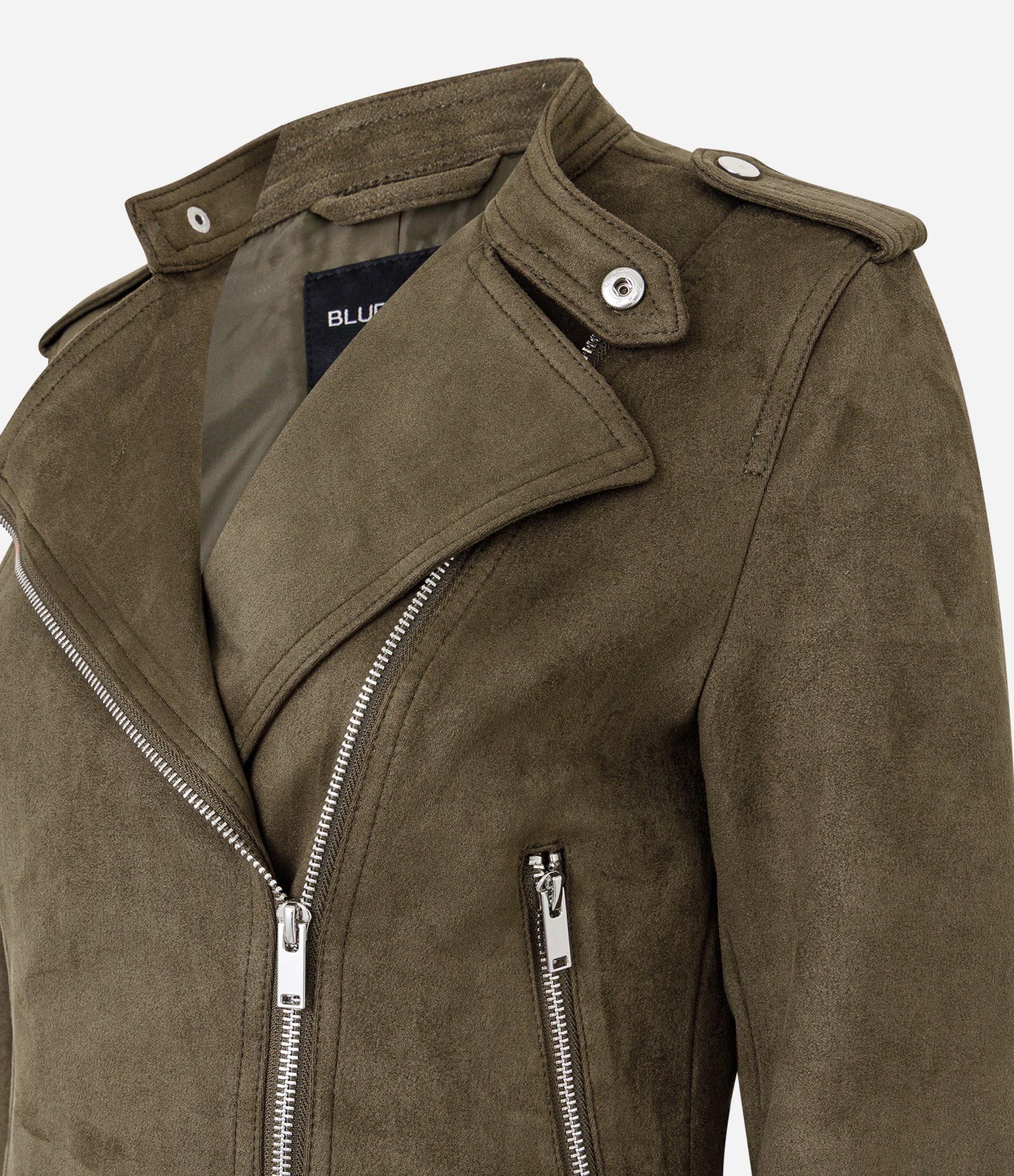 Jaqueta Biker em Suede com Zíper Verde 8