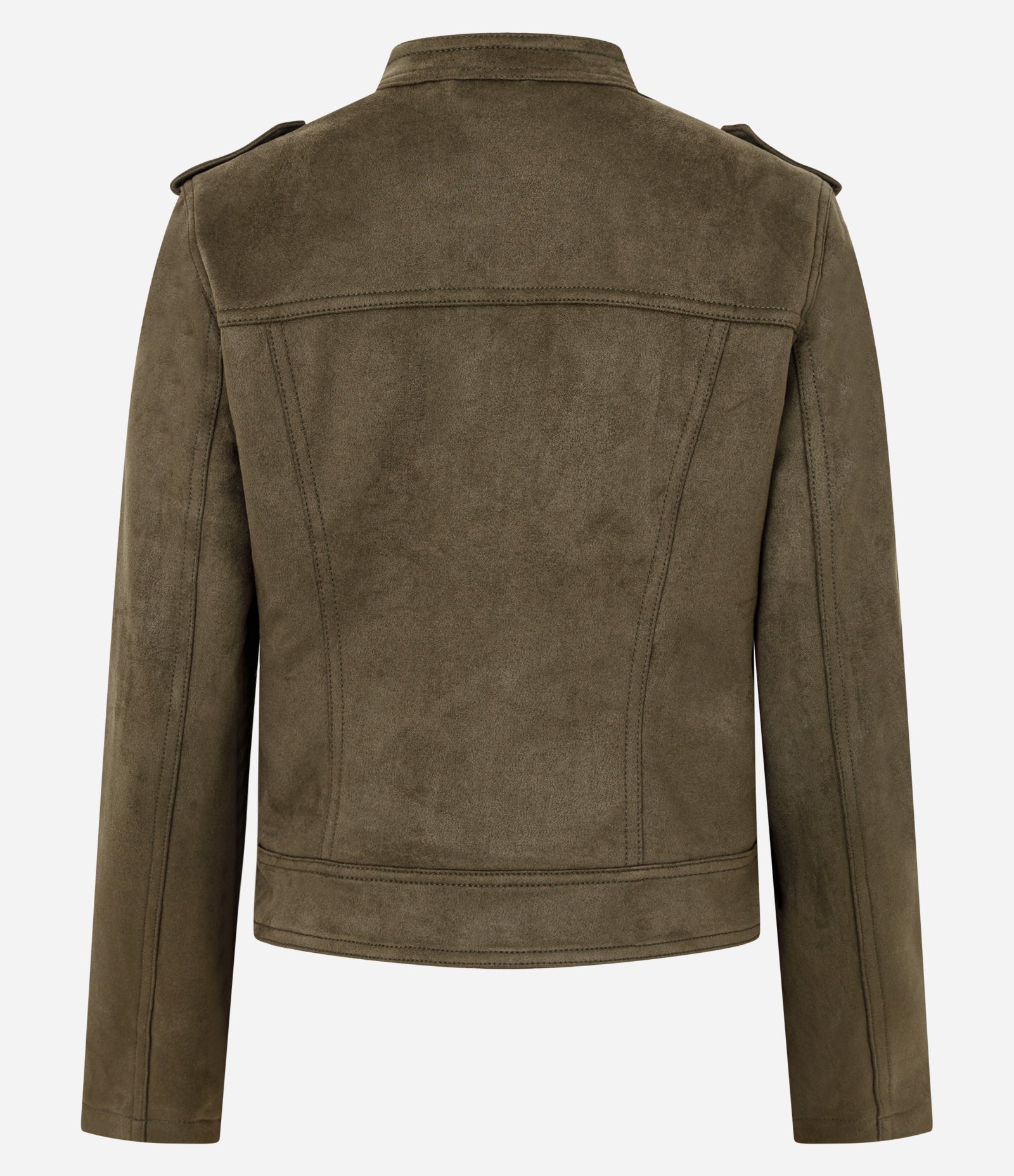 Jaqueta Biker em Suede com Zíper Verde 9
