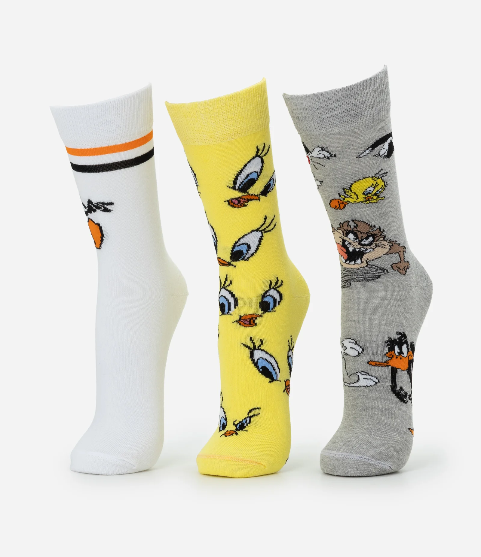 Kit 03 Meias Cano Alto em Algodão com Estampa Looney Tunes Multicores 1