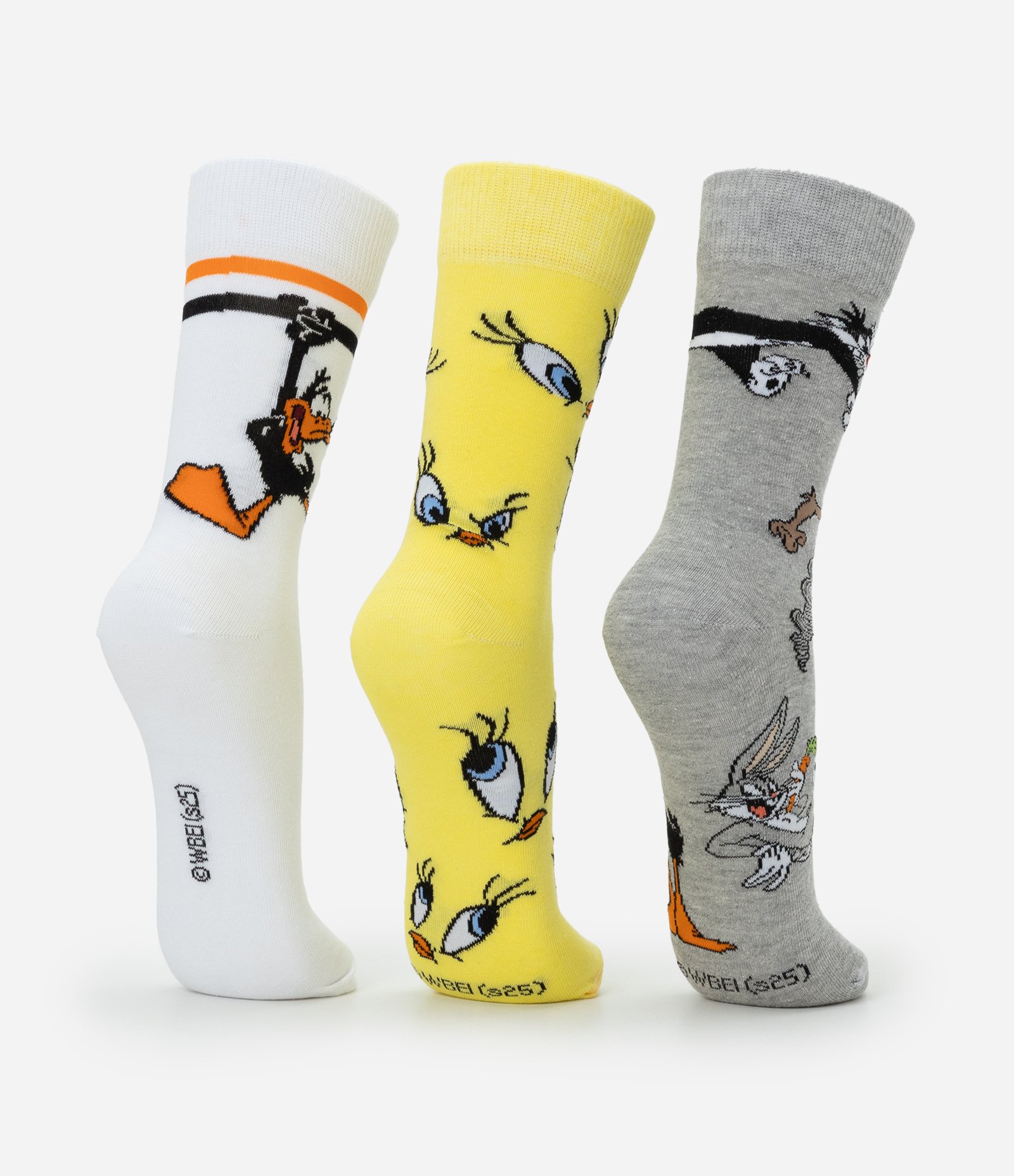 Kit 03 Meias Cano Alto em Algodão com Estampa Looney Tunes Multicores 3