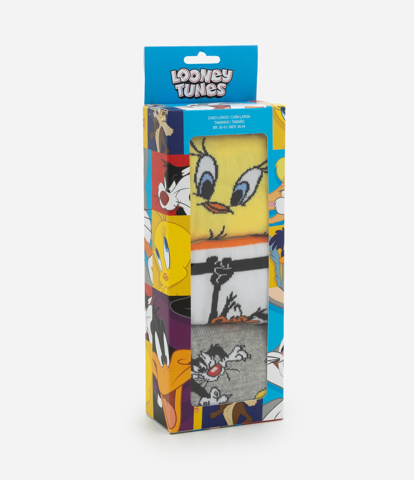 Kit 03 Meias Cano Alto em Algodão com Estampa Looney Tunes Multicores 5