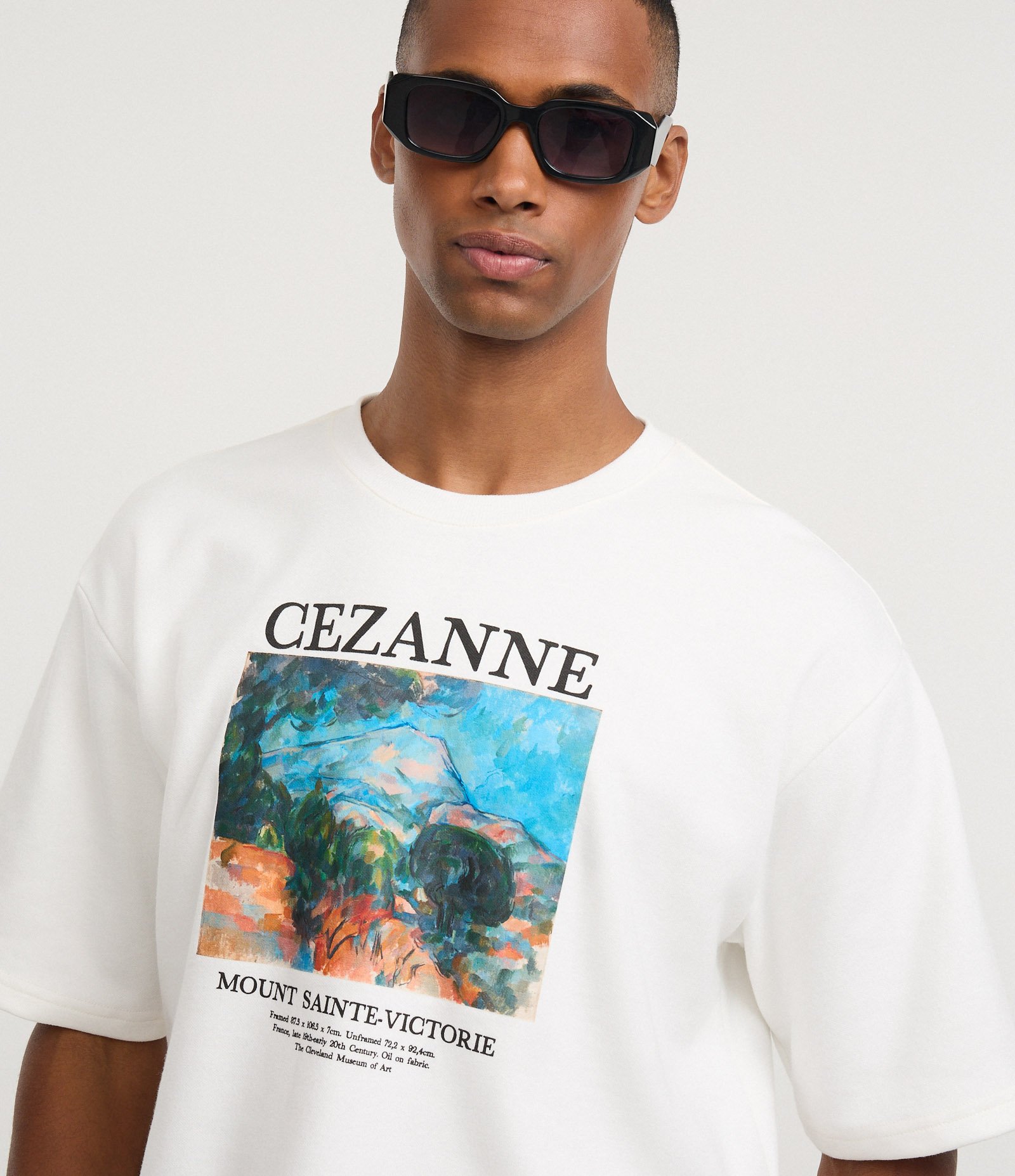 Camiseta Boxy em Algodão com Estampa Artística Cézanne Branco 3