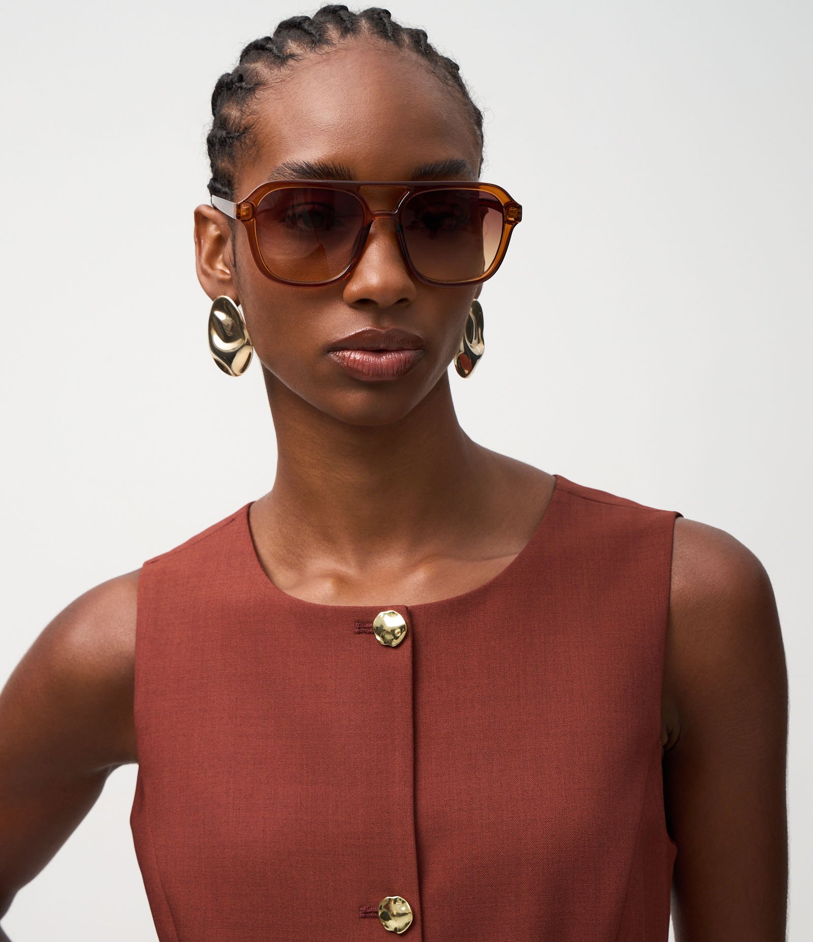 Colete Alfaiatado com Abotoamento Frontal Terracota 3