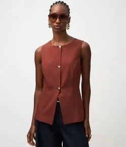 Colete Alfaiatado com Abotoamento Frontal