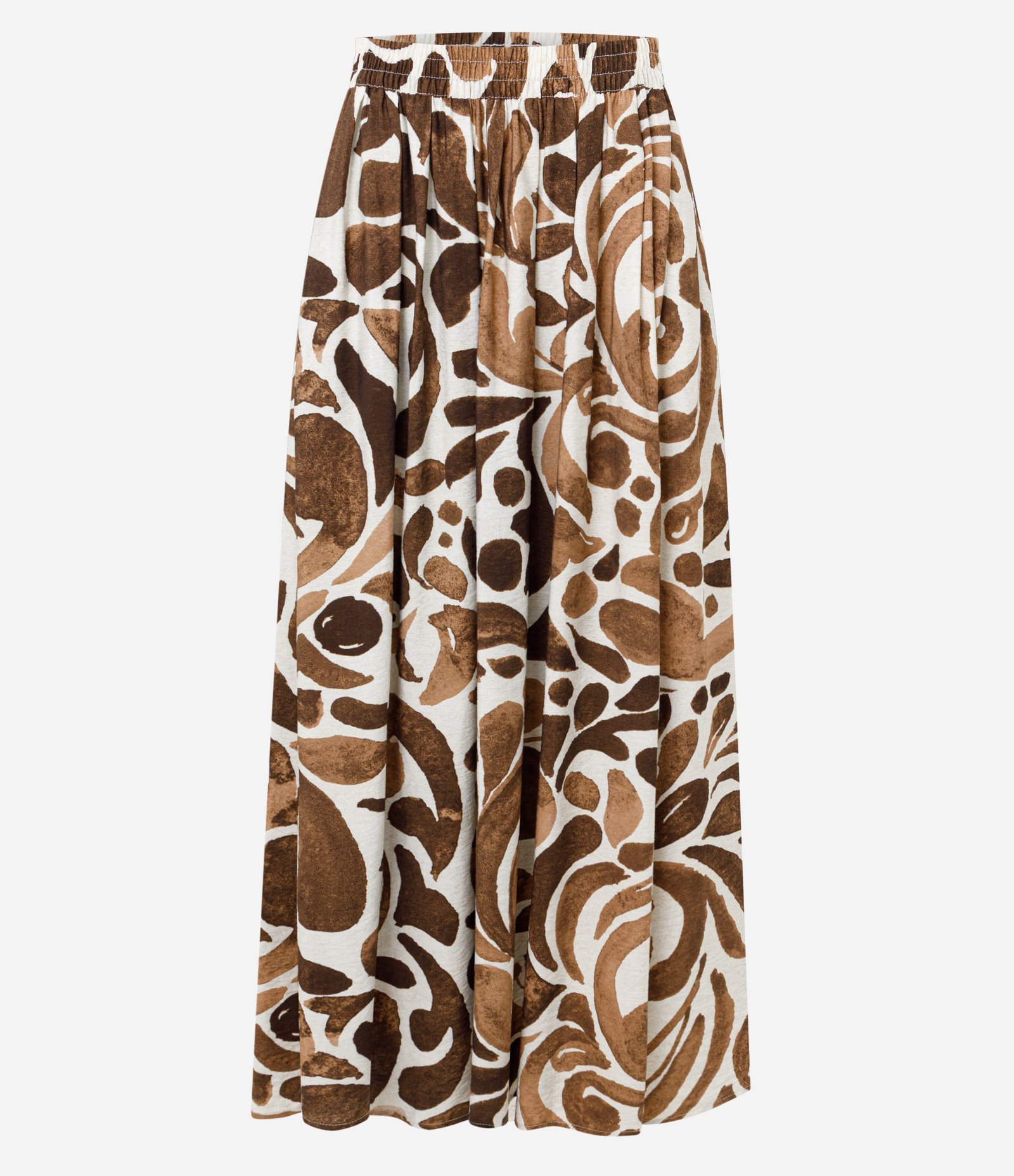 Saia Midi em Viscose com Estampa Abstrata Marrom 5