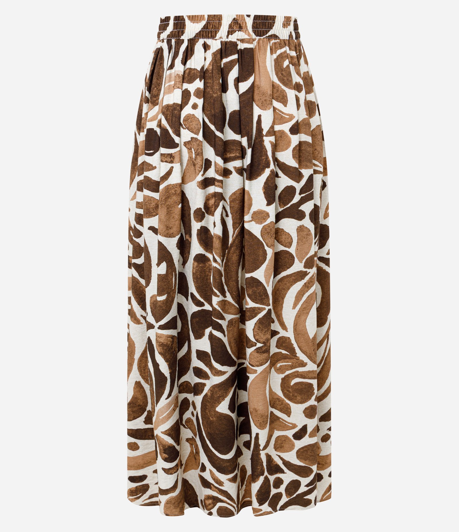 Saia Midi em Viscose com Estampa Abstrata Marrom 6