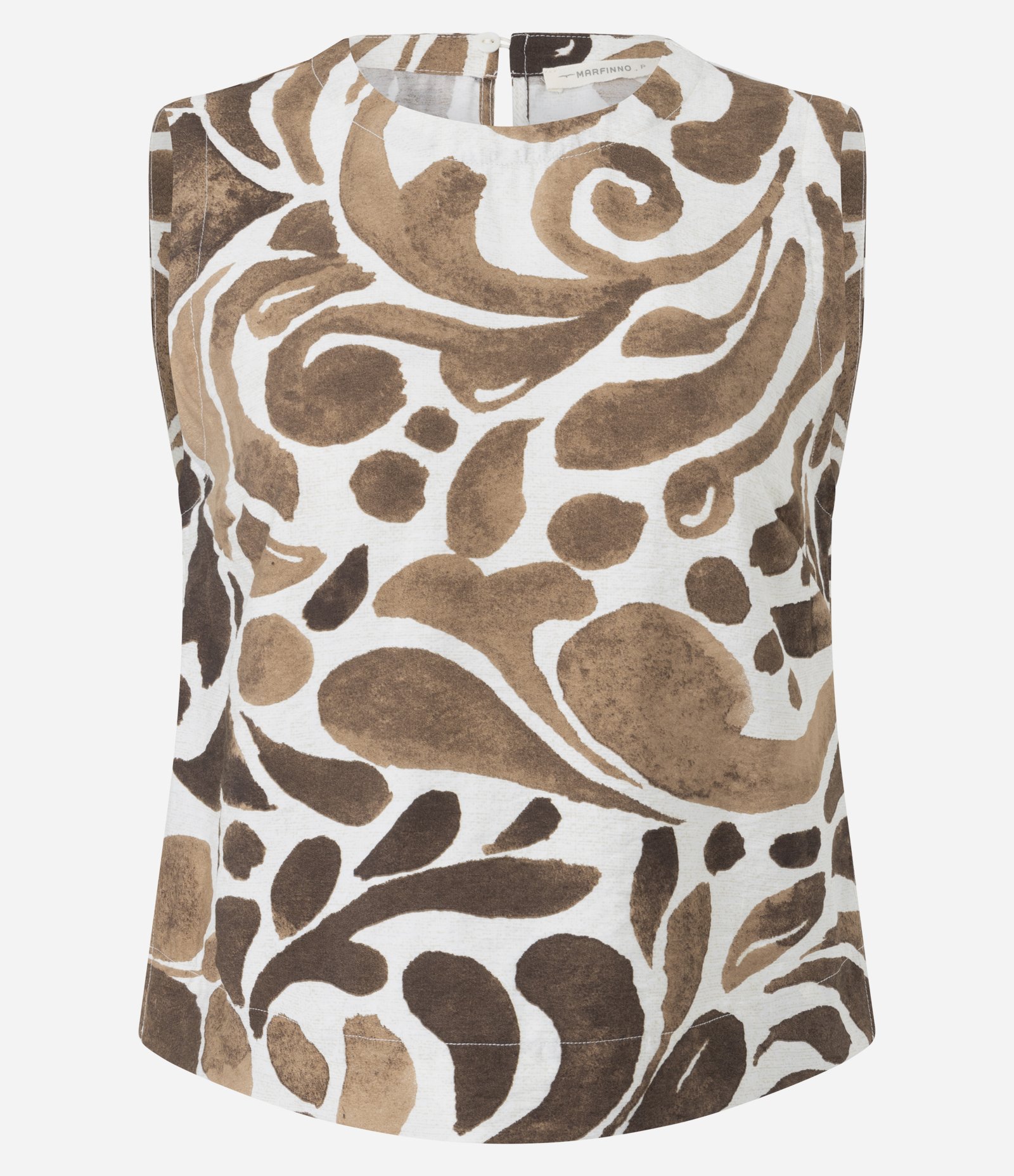 Blusa em Viscose com Alça Larga e Estampa Abstrata Bege 5