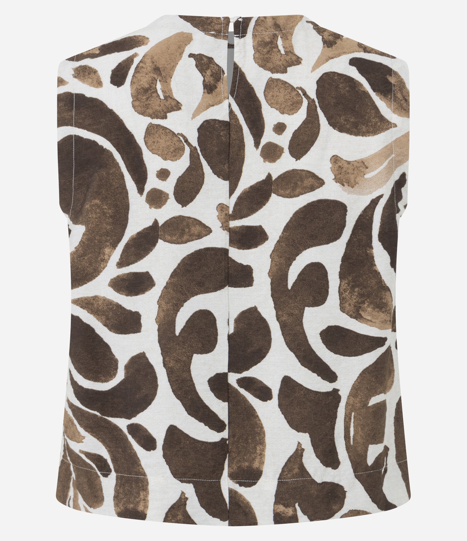 Blusa em Viscose com Alça Larga e Estampa Abstrata Bege 6