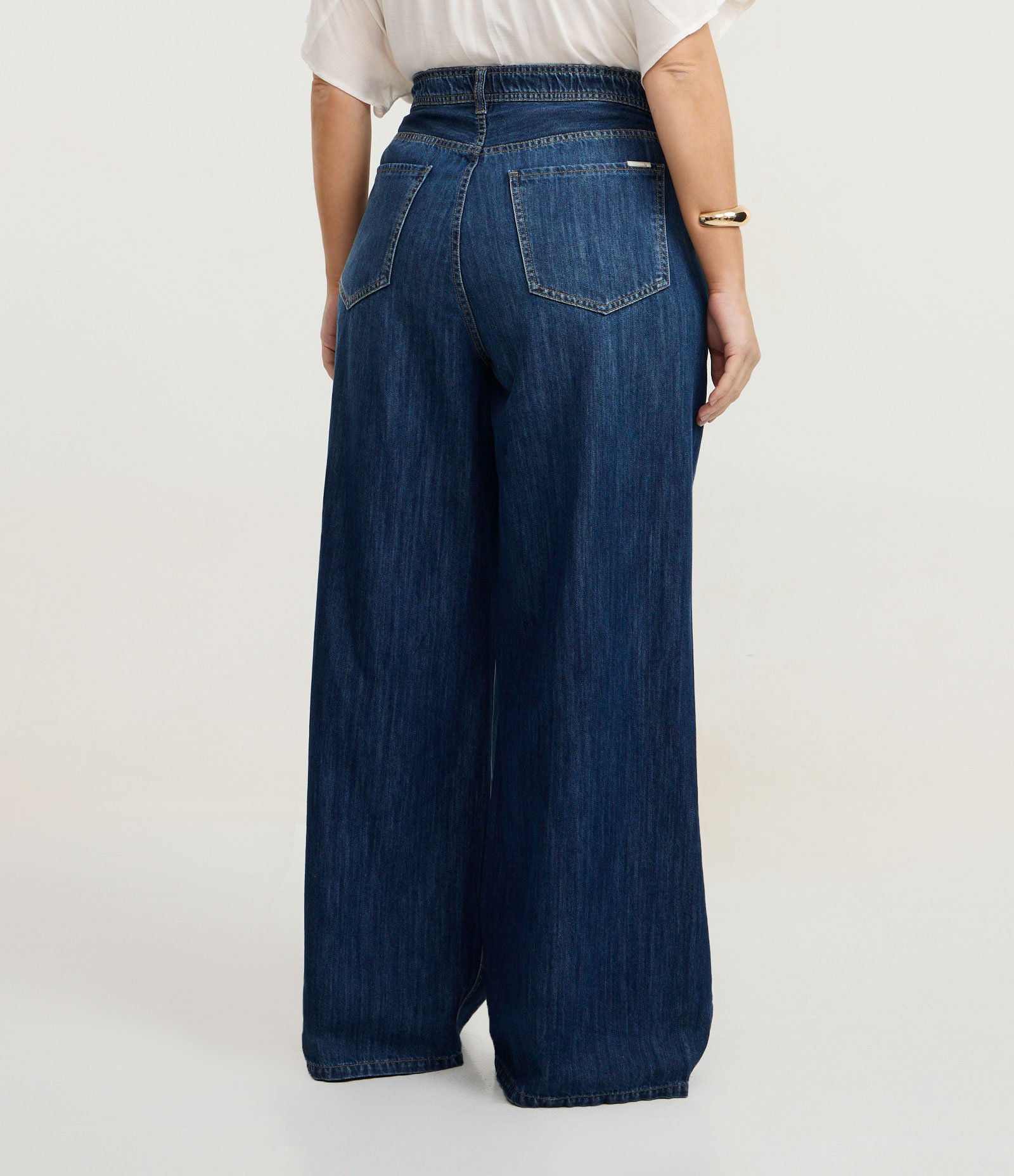 Calça Wide Leg em Jeans Curve & Plus Size Azul 5