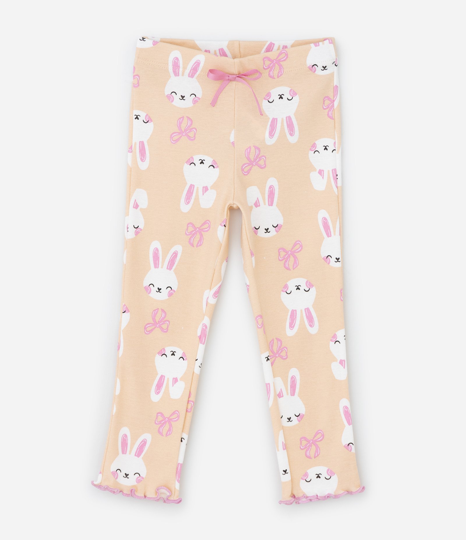 Pijama Infantil com Estampa Coelhos e Babados – Tam 1 a 6 Anos Bege 4