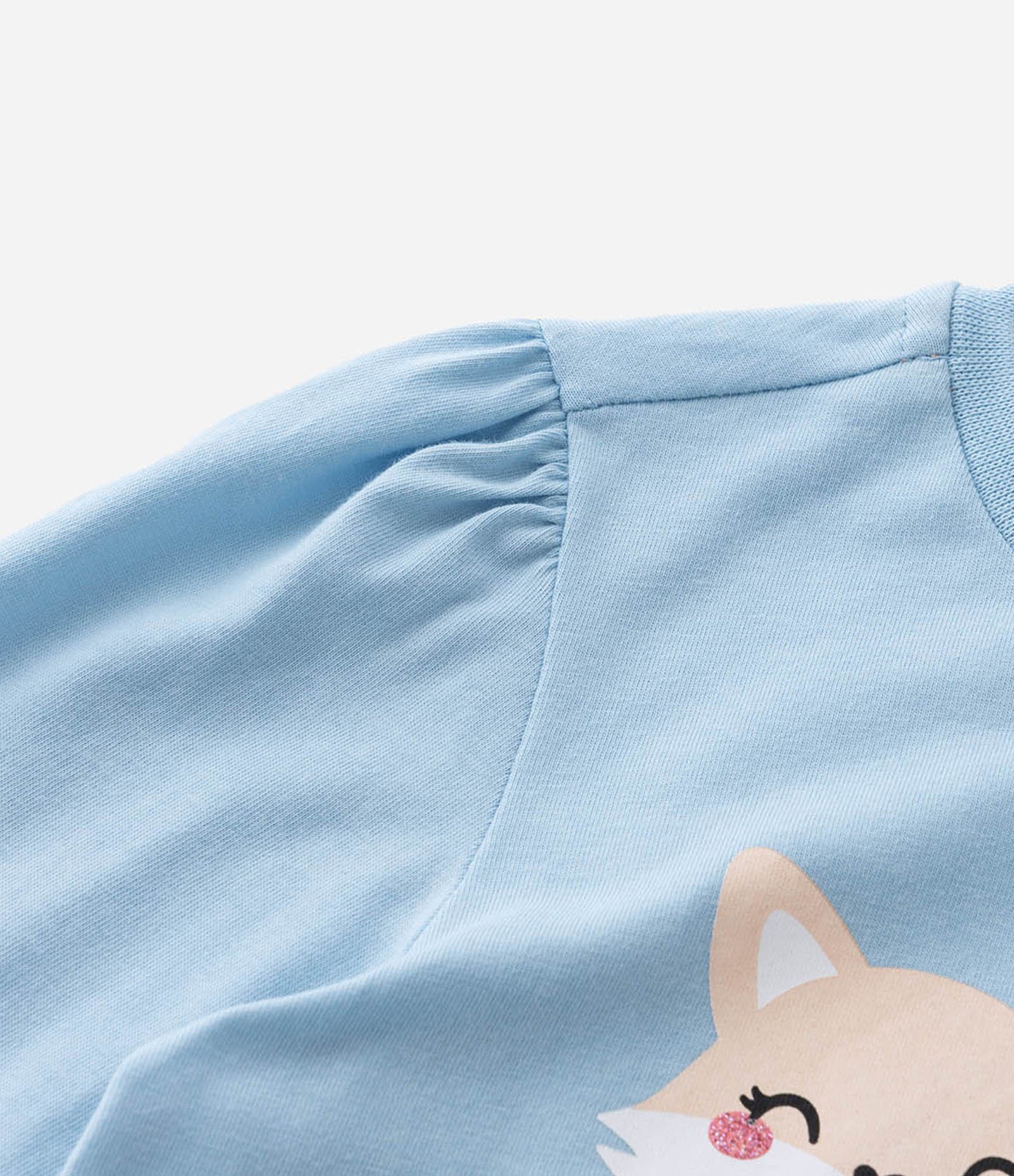 Pijama Infantil com Estampa de Coelhinho e Calça Poá – Tam 1 a 6 Anos Azul Claro 11