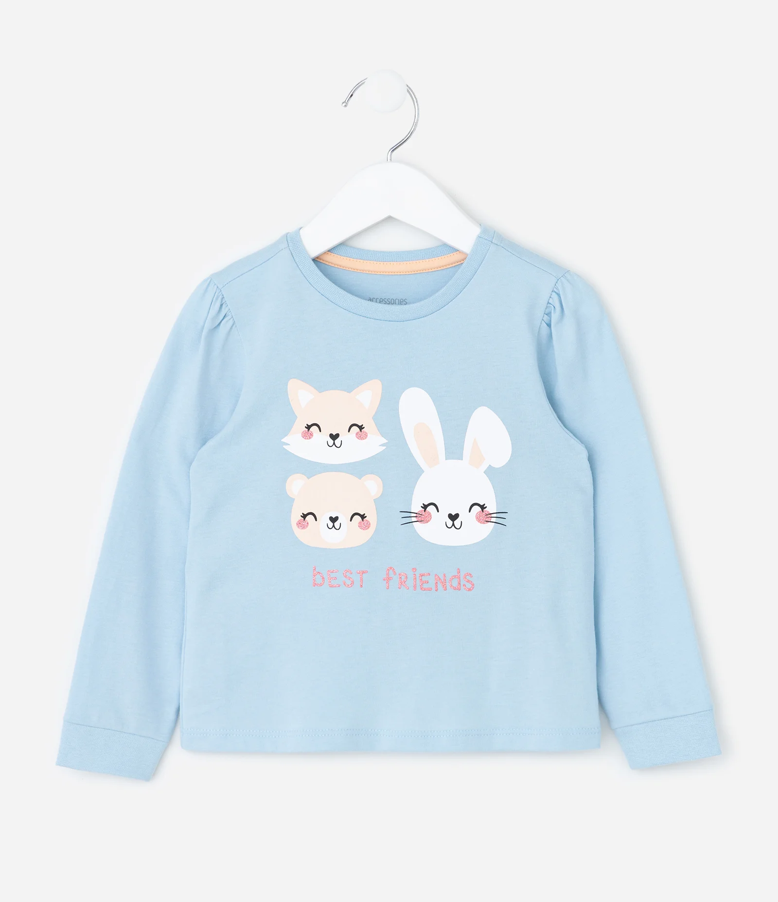 Pijama Infantil com Estampa de Coelhinho e Calça Poá – Tam 1 a 6 Anos Azul Claro 2