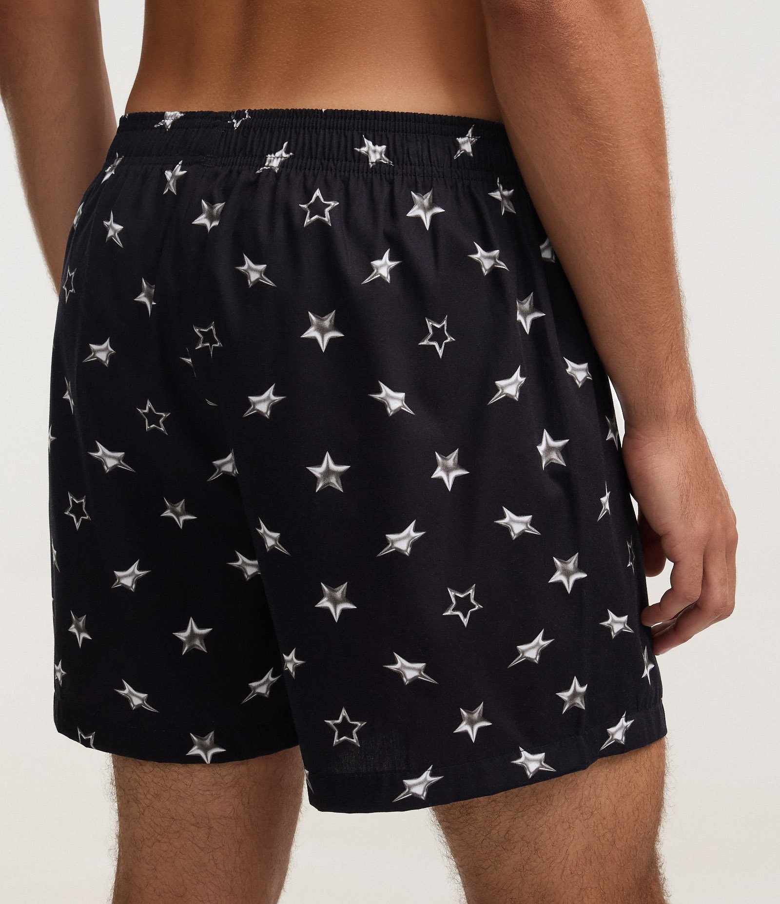 Cueca Samba Canção em Tricoline com Estampa de Estrelas Preto 4