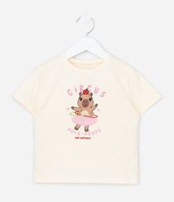 Camiseta Infantil Relaxed com Estampa de Capivara - Tam 1 a 6 Anos