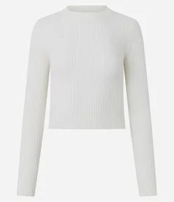 Blusa Manga Longa em Chenille com Gola Colada