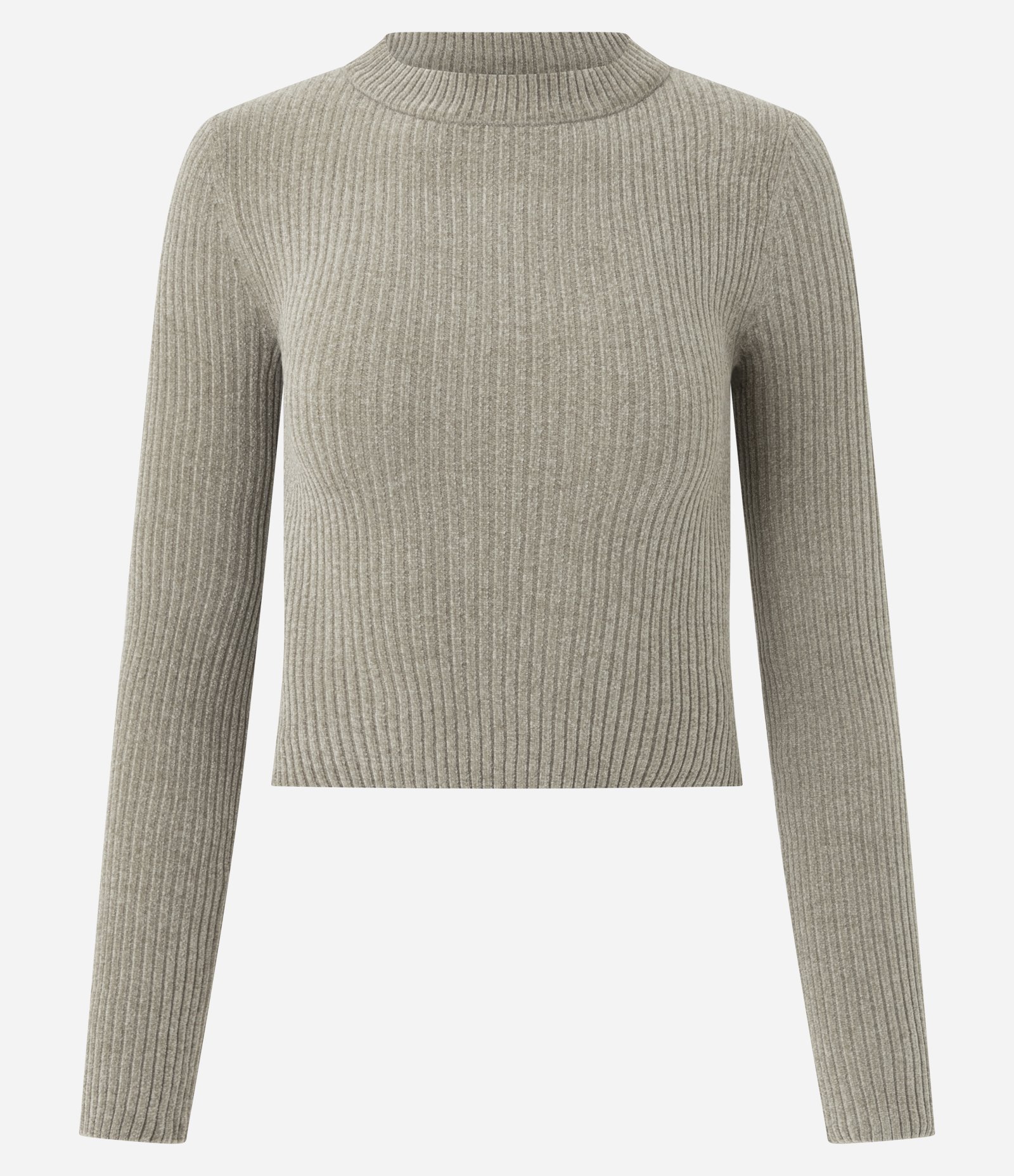 Blusa Manga Longa em Chenille com Gola Colada Bege 1