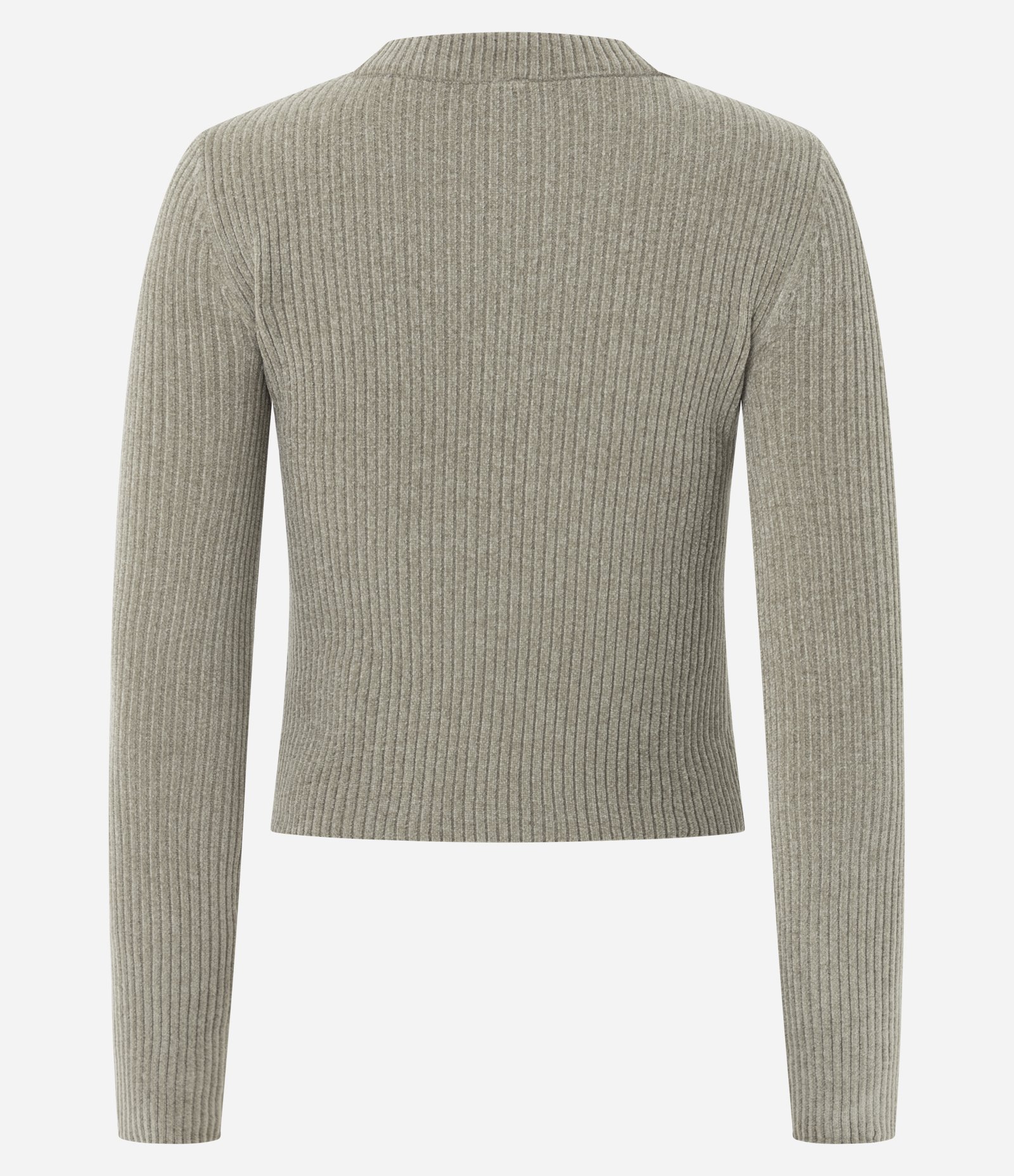 Blusa Manga Longa em Chenille com Gola Colada Bege 3