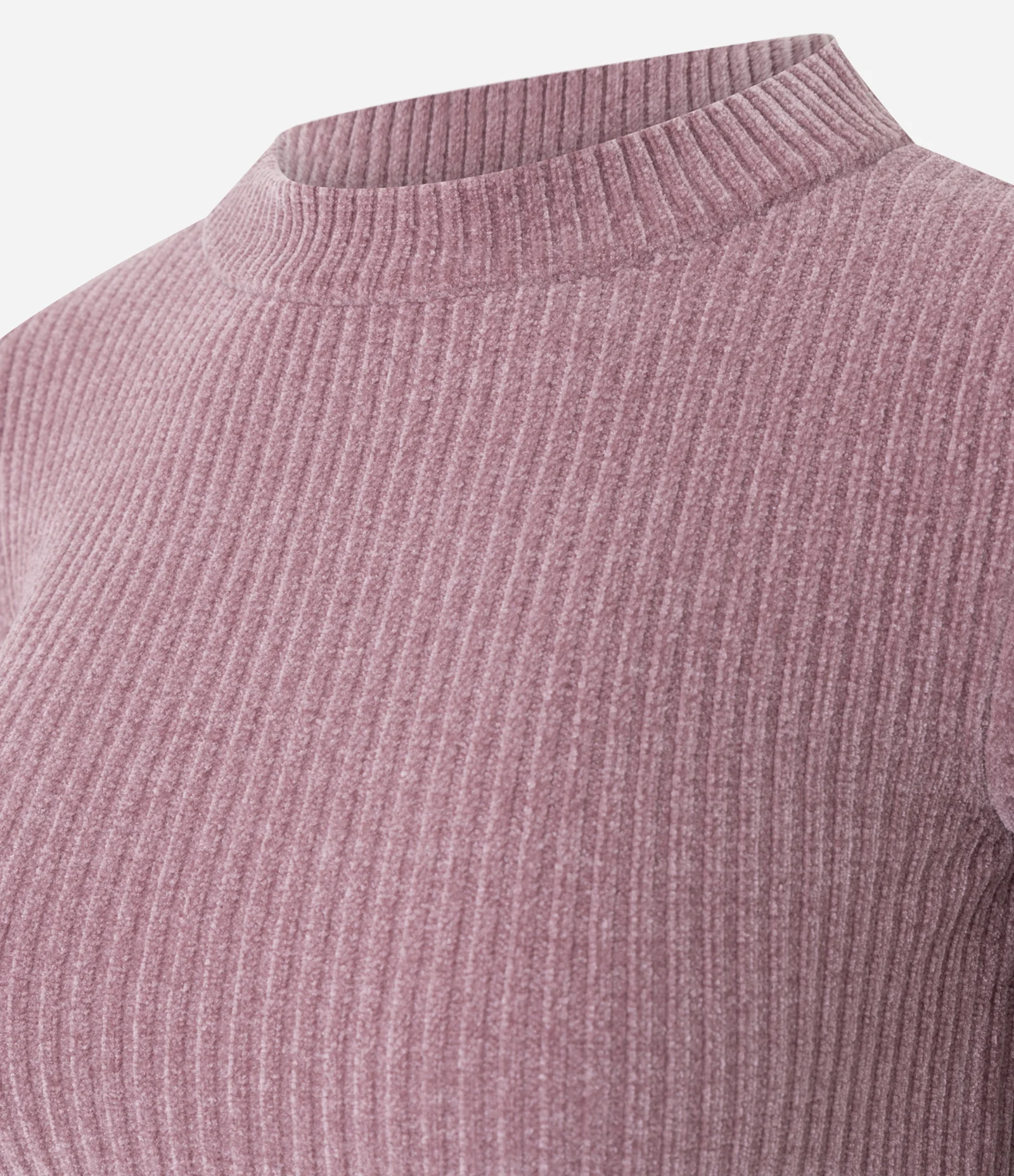 Blusa Manga Longa em Chenille com Gola Colada Rosa 2