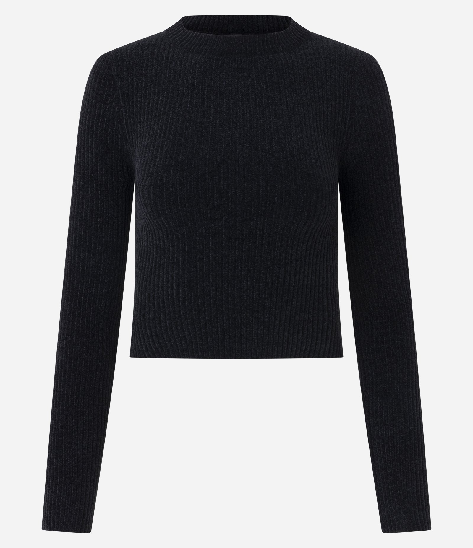 Blusa Manga Longa em Chenille com Gola Colada Preto 1