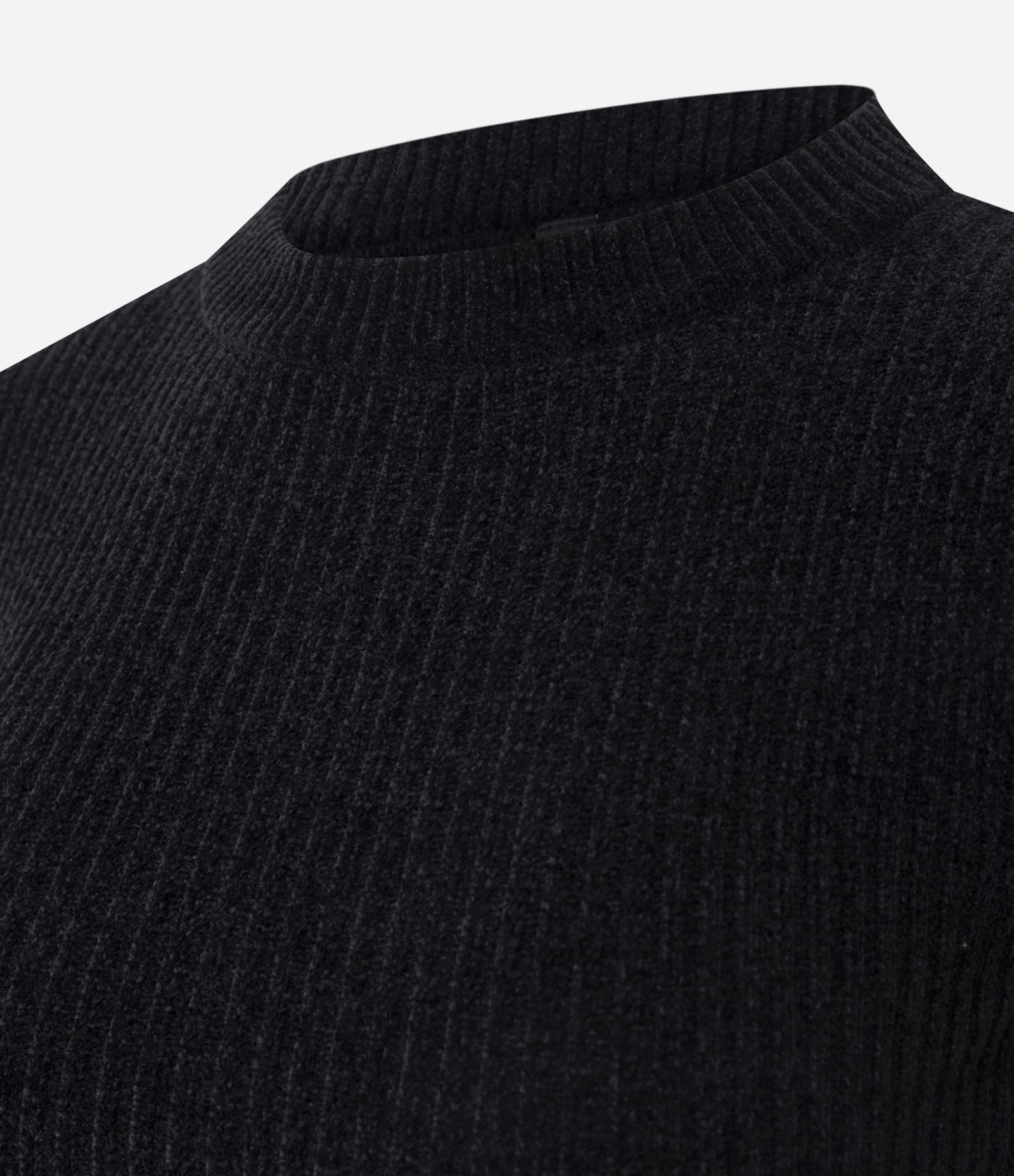 Blusa Manga Longa em Chenille com Gola Colada Preto 2